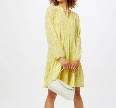 Comma Kleid L ca 44 wie neu gelb chiffon hängerchen punket dots