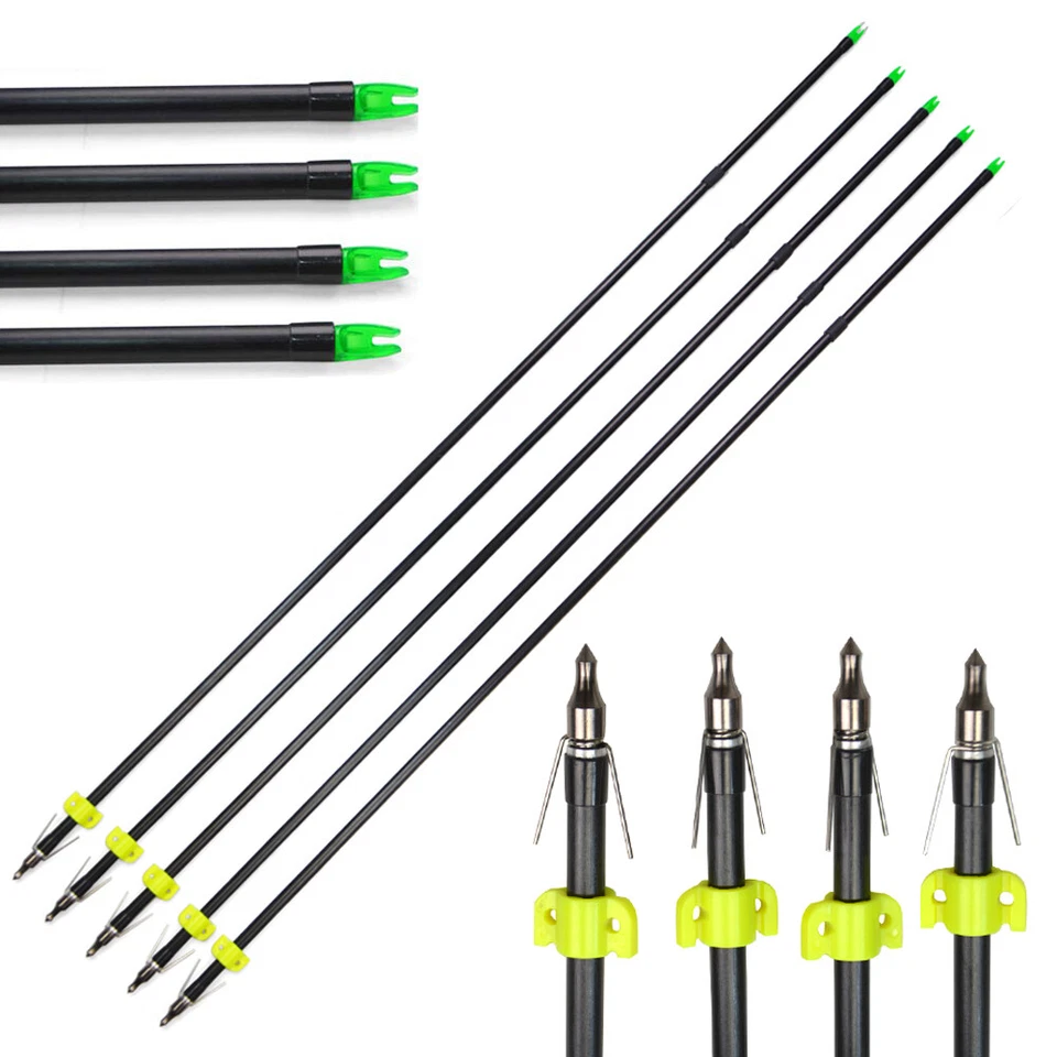 6/12/24pcs 31" Bowfishing Arrows Fiberglass Archery Fishing Hunting Arrowheads - Image 2 of 4