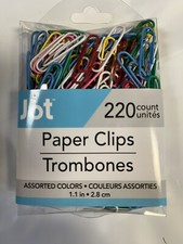 220 PAPER CLIPS ASSORTED  COLORS - VINYL COATED - 28mm - Brand New In Pack