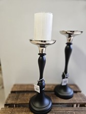 Kerzenständer Metall silber schwarz 34 cm oder 30 cm