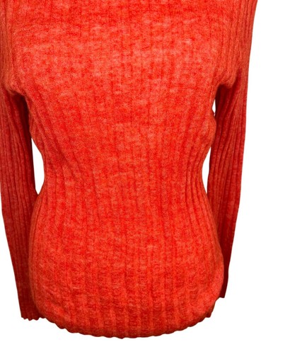 Madewell Womens Harry Sheer Ribbed Red Alpaca Long Sleeve Mockneck Sweater Small - Picture 13 of 14