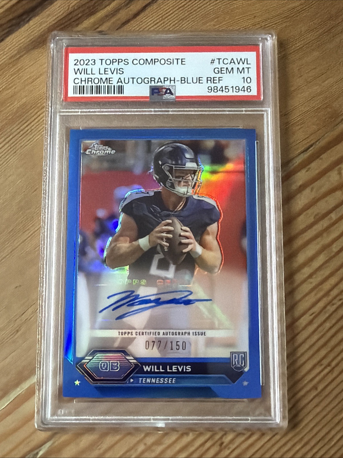 Will Levis Topps Composite Topps Chrome Autographs #TCAWL Blue Refractor