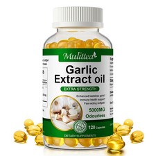 Garlic Oil 5000mg, Odorless Garlic 500:1 Extract,, Natural,120-600 Caps