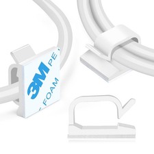 120PCS White Adhesive Cable Clips Wire Organizer Cord Holder for Desk Wall Car