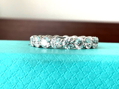 Tiffany & Co FOREVER Diamond 3.7 mm FULL Eternity Wedding Ring $26k NEW Size 7