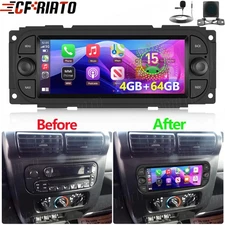 6.86" 4+64GB Carplay Car Stereo For 2003-2006 Jeep Wrangler Radio Android 15 Cam