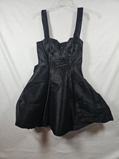 Lulus Cyra Black Taffeta Tie-back Skater Mini Dress, Size XS