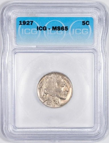 1927-P ICG MS65 Buffalo Nickel Uncirculated Philadelphia Mint