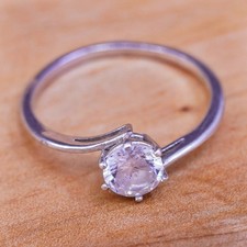 Size 8, vintage Sterling silver handmade ring, 925 engagement band with cz