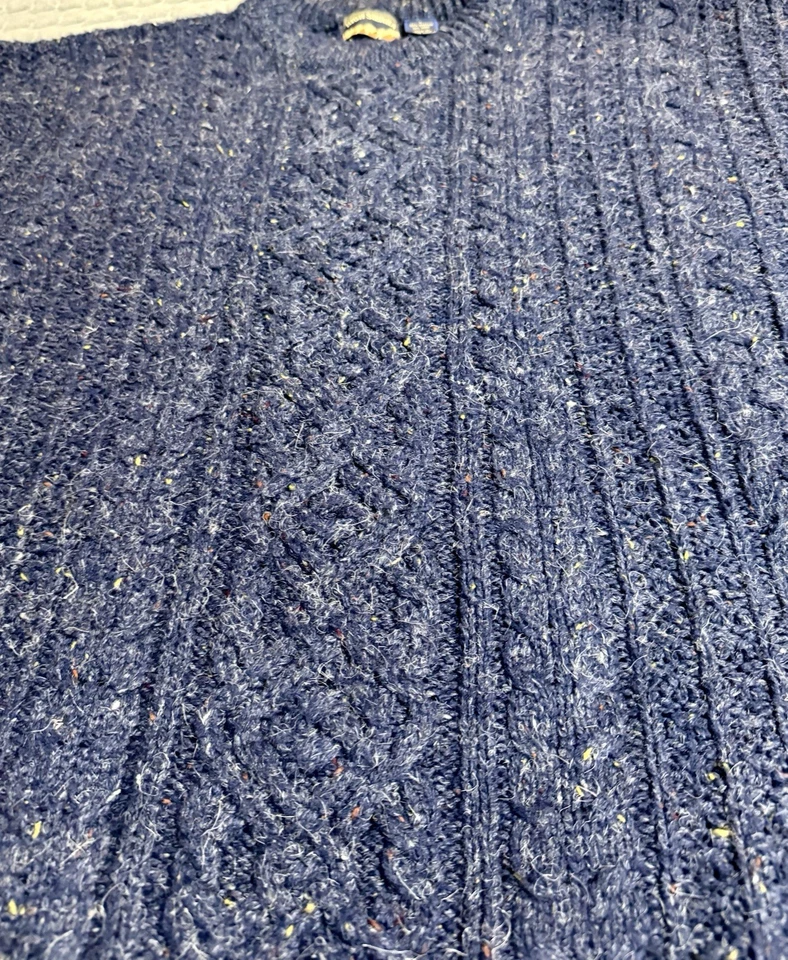 VTG High Sierra Cable Knit Sweater Wool Blend Pullover-Fisherman-Blue-Men Large - Image 4 of 4