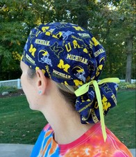 University of Michigan u m ponytail scrub surgical surgery hat cap OR womens