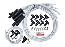 Ton's 180* 8mm White Spark Plug Wires Universal Chevy GM HEI distributor