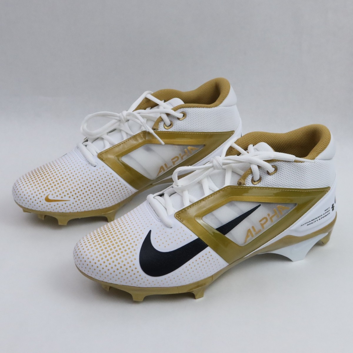 Size 10.5 -  Mens Nike Alpha Menace 4 Pro Football Cleats White Gold FD7037-105 Amazon.com | Nike Alpha Menace 4 Pro Football Cleats White  main image 4