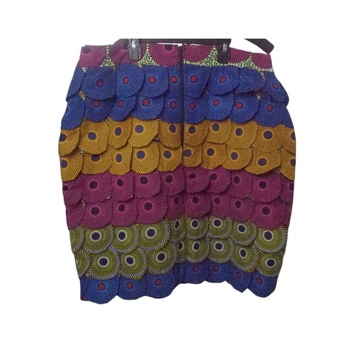Handmade Ankara Patchwork Petal Skirt African Wax Print Plus Waist 38