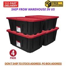 Hyper Tough Large Storage Bin, 27 Gallon Plastic Storage Containers 4 Pack