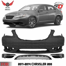 Front Bumper Cover Paintable & Fog Light Assembly Kit For 2011-2014 Chrysler 200