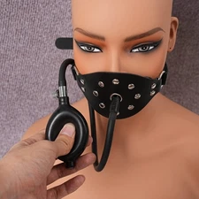 Inflatable Balloon Pump Rubber Mouth Gag Panel Adult Choker Couples Bondage BDSM
