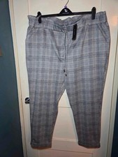 Grey Check Trousers Matalan BNWT UK 24 Plus Size Smart Office Wear Chic Fit Tall