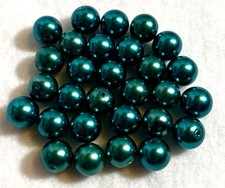 12MM GREEN LOOSE GLASS PEARLS ROUND FOR JEWELRY MAKING 29 PCS