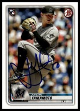Jordan Yamamoto 2020 Bowman #6 Miami Marlins Auto Autographed Signed Rookie Card. rookie card picture