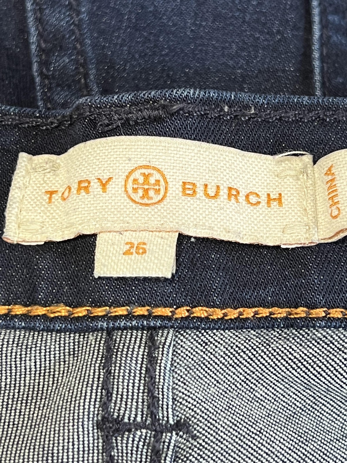 Tory Burch Jegging Leggings Womens 26 Blue Denim Skinny Stretch 5 Pocket Logo thumbnail 2