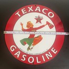 VINTAGE TEXACO HAPPY LADY MOTOR GASOLINE OIL PORCELAIN SIGN — photo 3