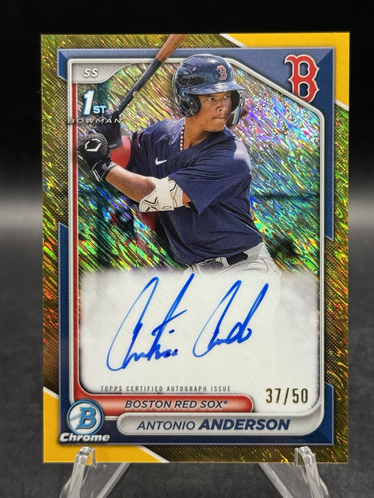 2024 Bowman 1st ANTONIO ANDERSON Chrome Prospect Gold Shimmer Refractor Auto /50
