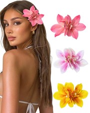 3 Pieces Hawaiian Flower Hair Clips for Women - Artificial Tropical Flower Ha...