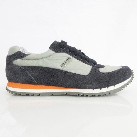 PRADA SPORT Sneakers Low Cut Nylon Leather 65 Green Gray Black Used Box thumbnail 5