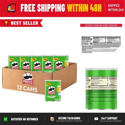 Pringles Sour Cream & Onion Potato Crisps - 12 Grab N' Go Cans