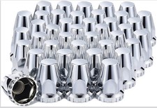 33mm x 2-7/8 inch Chrome ABS Plastic Spike Covers 40 Pack Thread On Lug Nut Cove