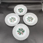 Set of 4 Vintage Termocrisa Milk Glass Christmas Holly Berry 7” Salad  Plates