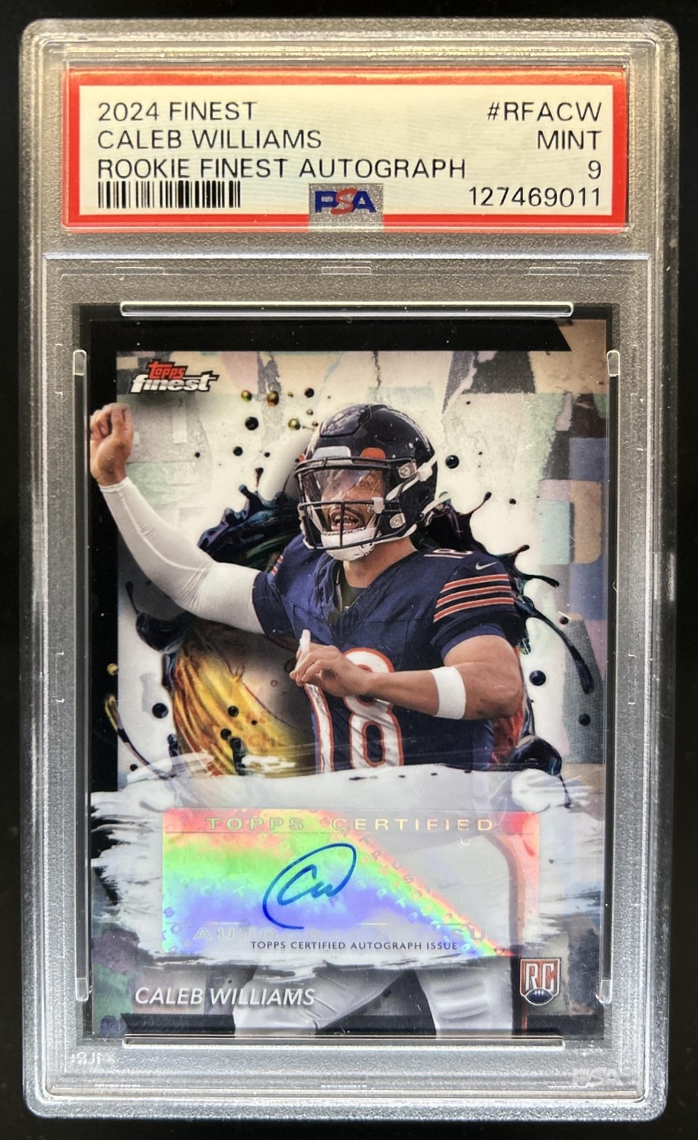2024 Topps Finest Caleb Williams Auto Autograph RC #RFA-CW Bears PSA 9 Rookie view 1