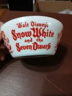 Rare 30s Vintage Vitrock Milk Glass Snow White and the Seven Dwarfs Bowl Disney
