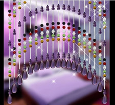 Hanging Glass Door Beads Beaded Curtains Valance Self-Adhesive for Doorways Crys