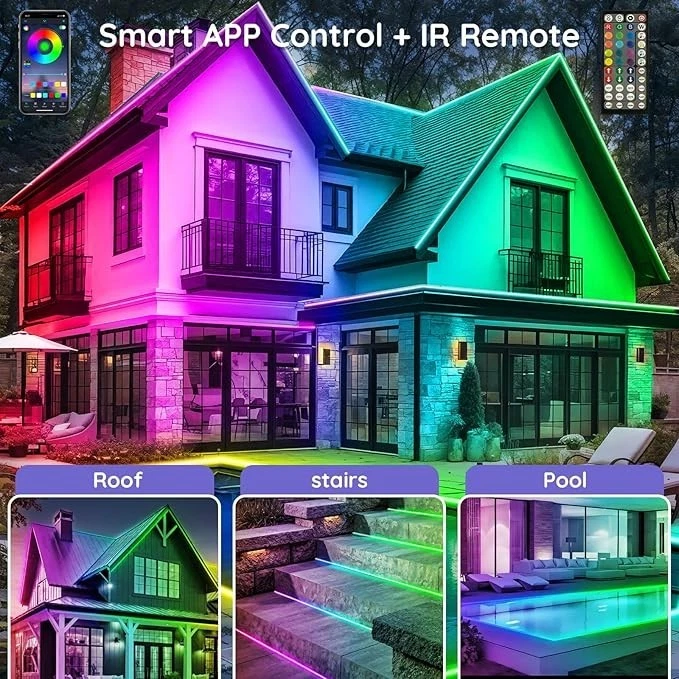 100Ft LED Neon Rope Lights, Music Sync Waterproof IP65 Outdoor/Indoor RGB Strip - Image 2 of 4