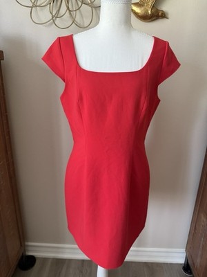 French Connection Azra Twill Mini Dress Red Size 12 NWOT Wedding Guest Flaw