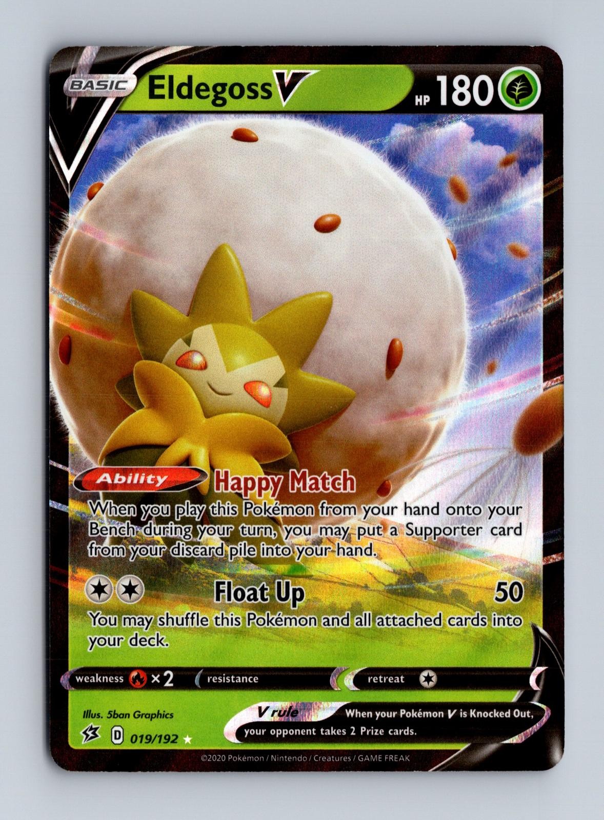 Eldegoss V 019/192 Holo V Rare Rebel Clash Pokemon MP