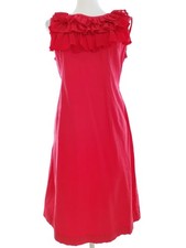 Evening Cocktail Knee Length Dress Red Cotton Blend Shift Sleeveless US 10
