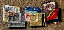 6 WOMEN VINTAGE SCARVES Lot Polyester Blend