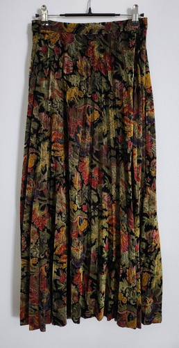 Sandro Paris Side Zip Floral Printed Pleated Velvet Midi Skirt 25" Waist READ - Picture 6 of 19