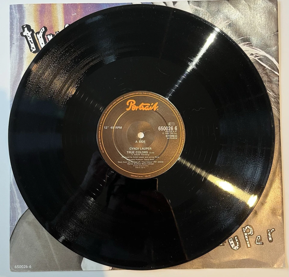 Cyndi Lauper - True Colors-  3 Track 12'' VINYL Single 1986 Portrait/CBS  VG+ - Image 3 of 4