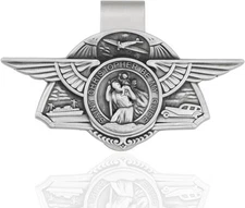 St. Christopher Visor Clip with Wings, 2.5" Car Medal, Catholic Gift Accessory