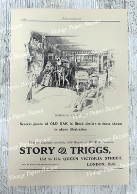 Story & Triggs Burrough Court 1587 Old World Furniture antique 1910 print advert