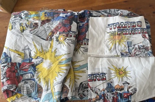 Vintage 1986 Transformers 2 Double Size Fitted Optimus Prime Shts 2 Pillow Cases