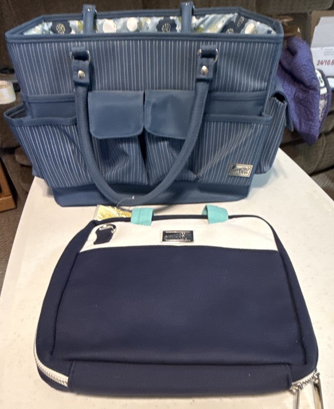 Stampin' Up! Designer Series Project Tote Blue Floral Tote Bag w/ Zip Case
