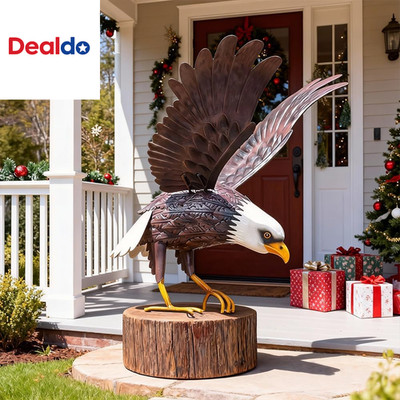Metal Bald Eagle Statue Outdoor Garden Sculpture Patio Yard Lawn Decor