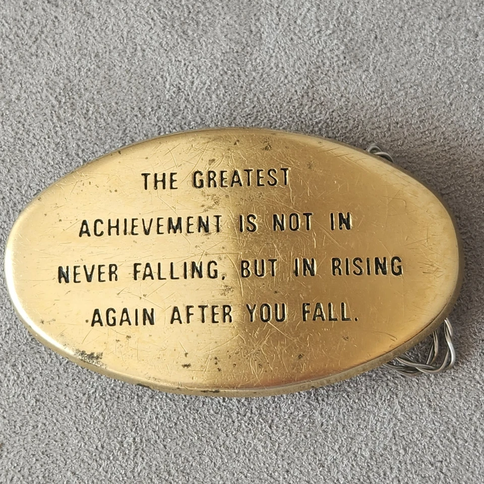 Vintage 70s BBB belt buckle men's solid brass Vincent Lombardi quote Made Taiwan - Image 3 of 4