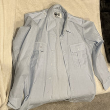 Defense Logistics Agency Men's Blue Military Chambray Work Shirt 15 1/2 x 33