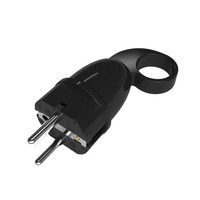 Schuko Komfort Stecker 16A 250V Mit Zugring - Schwarz - Schutzkontaktstecker